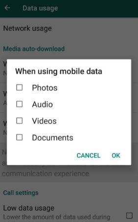 Reduce WhatsApp mobile data usage in Oreo