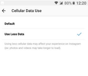 Reduce cellular data usage in Instagram