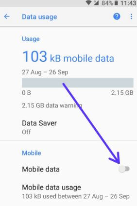 Reduce mobile data usage on android Oreo 8.0 device
