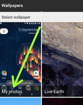 Set home screen wallpaper in android Oreo using gallery photos