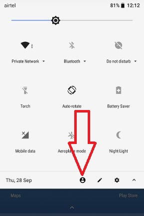 Tap guest user icon on notification bar home screen