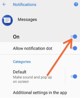 Turn off app notifications on android 8.0 Oreo device