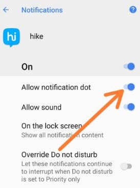Turn off notification dots using apps & notification settings