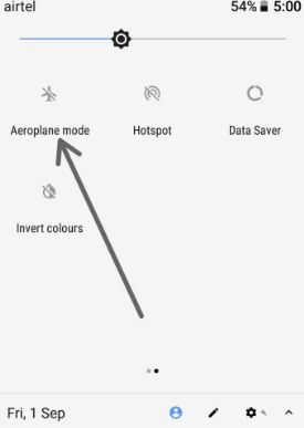 Turn on Airplane Mode in android Oreo
