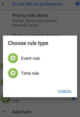 add automatic rules in android 8.0 Oreo