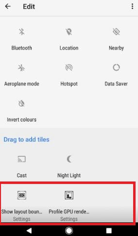 enable developer options in the notifications bar in quick settings android Oreo