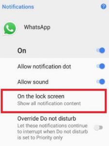 How to change lock screen notification on android Oreo 8.0