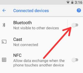 Android Oreo Bluetooth settings in Pixel 2