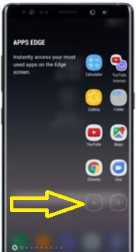 App Edge screen on Galaxy Note 8 device