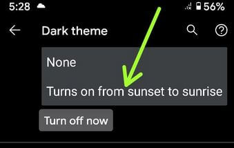 Automatically Enable Dark Mode in Android 10 Version
