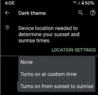 Automatically enable dark theme in your Pixel 2