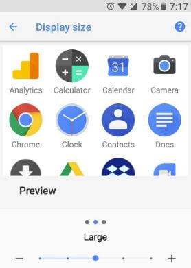 Change icon size in Google Pixel 2 and Pixel 2 XL