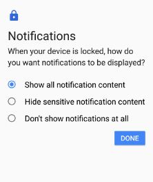 Choose notification when Pixel 2 locked