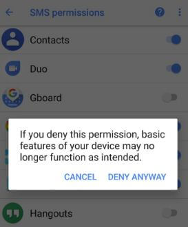 Disable app permissions on android 8.0 Oreo