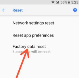 Factory reset android 8.1 Oreo