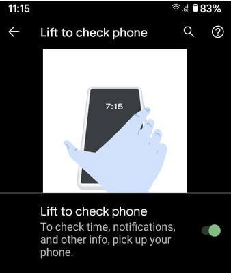 Lift to check phone in Pixel 2 XL lock screen notifications
