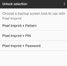 Pixel 2 unlock pattern security select