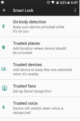 Set up and use smart lock on android Oreo 8.0
