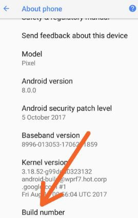Tap Build number seven times in Pixel 2 phone