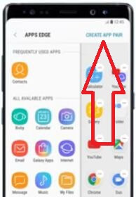 Tap create app pair in top right side Note 8