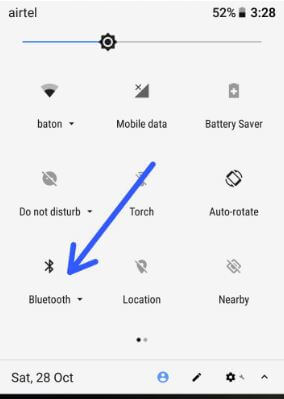 Turn on Bluetooth in Oreo using quick settings