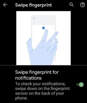 Use Swipe fingerprint for notifications in Pixel 2 XL