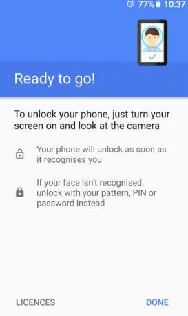 Android 8.0 Oreo facial recognition feature
