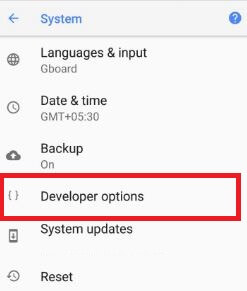 Android 8.1 Oreo Developer mode