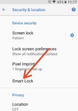 Android Oreo smart lock feature