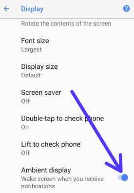 Disable OnePlus 5 ambient display feature
