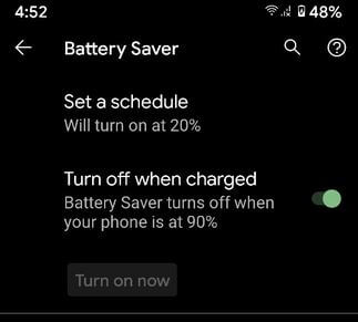 Enable battery saver mode to improve Battery Life on Pixel 2 XL