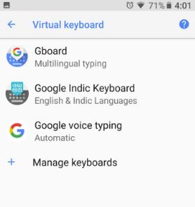 Gboard keyboard settings in android Oreo