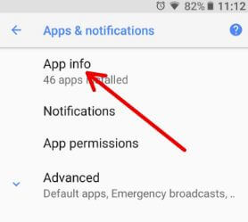 Tap app info in android 8.1 Oreo devices