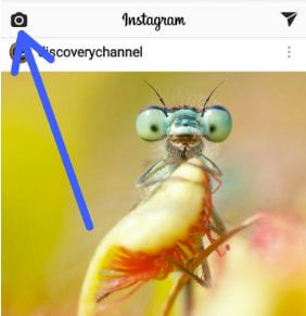 Tap camera icon on Instagram app in android