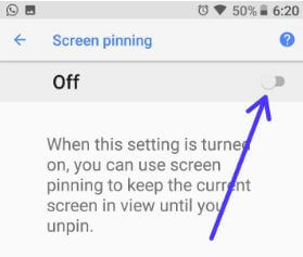 Turn off screen Pinning in android Oreo