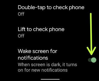 Wake screen for notifications Pixel 2 to improve battry life