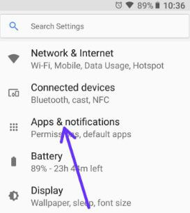 Android 8.1 Apps & notifications settings