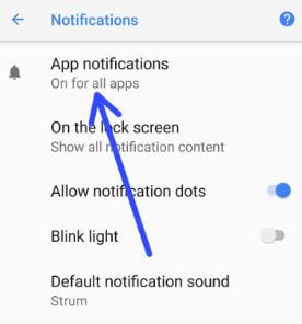 Android 8.1 apps notifications settings