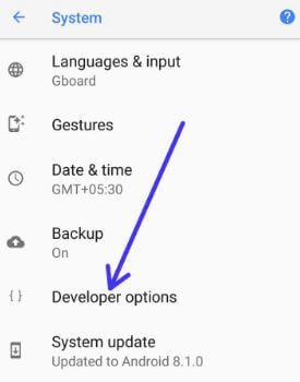 Android O developer options