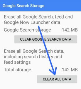 Clear Google App data on android