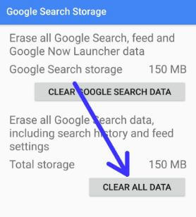 Clear all data of Google app in android Oreo device