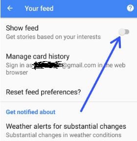 Disbale Google now feed in android Phone Oreo