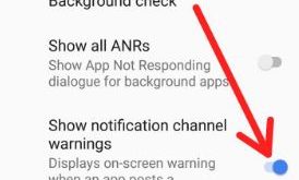 Enable show notification channel warnings on android 8.1
