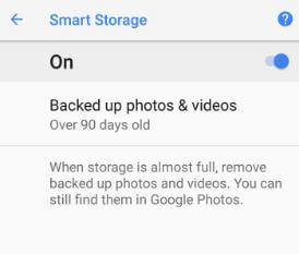 Enable smart storage in android Oreo