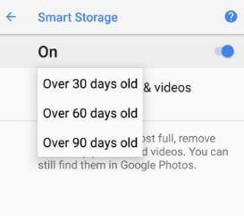 How to automatically free up storage in android 8.1 Oreo