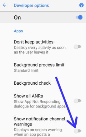 Show notification channel warning on android Oreo