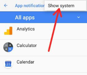 Show system apps in android 8.1 Oreo