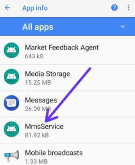 Android Oreo MMS services