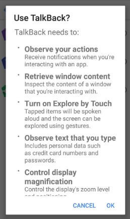 Android Oreo talkback feature