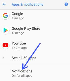 App Notification in android 8.1 Oreo phone